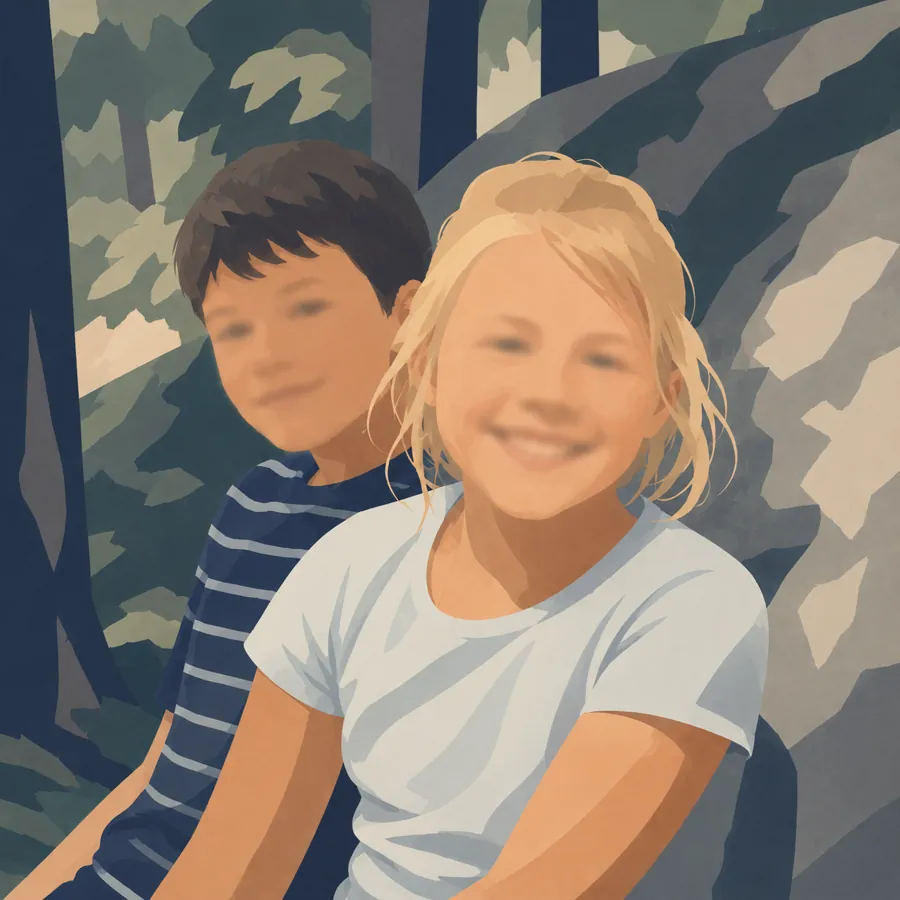 Zwei Kinder im Wald