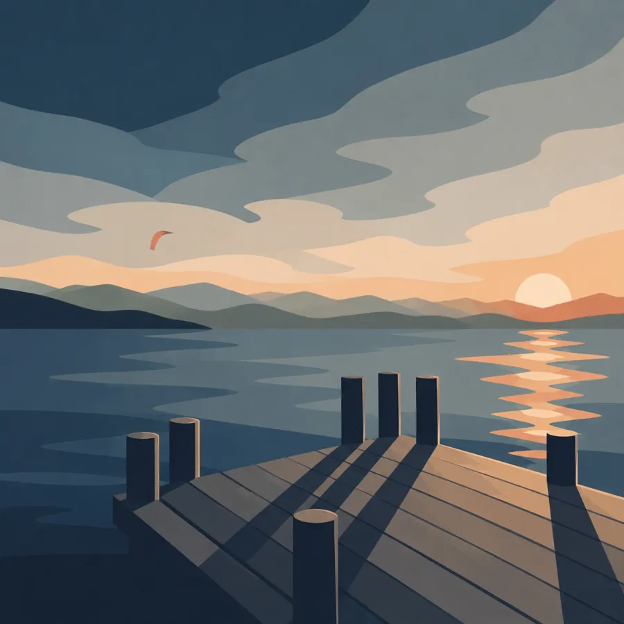 Steg am See im Sonnenuntergang