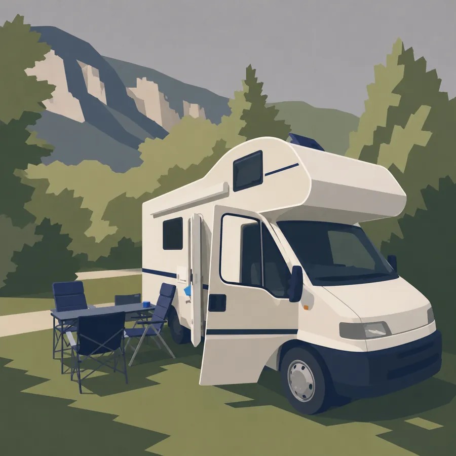 Wohnmobil am Berg